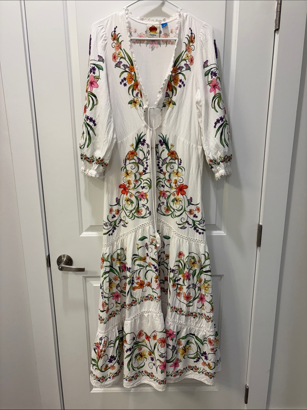 Farm Rio x Anthropologie Cutout Floral Maxi Dress Size M - Picture 12 of 16
